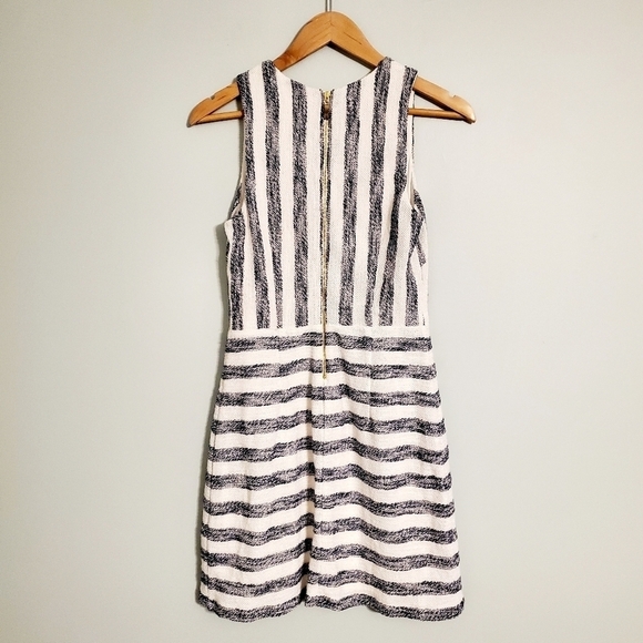 Julie Brown Metallic Navy Blue White Striped Dress - Picture 3 of 5